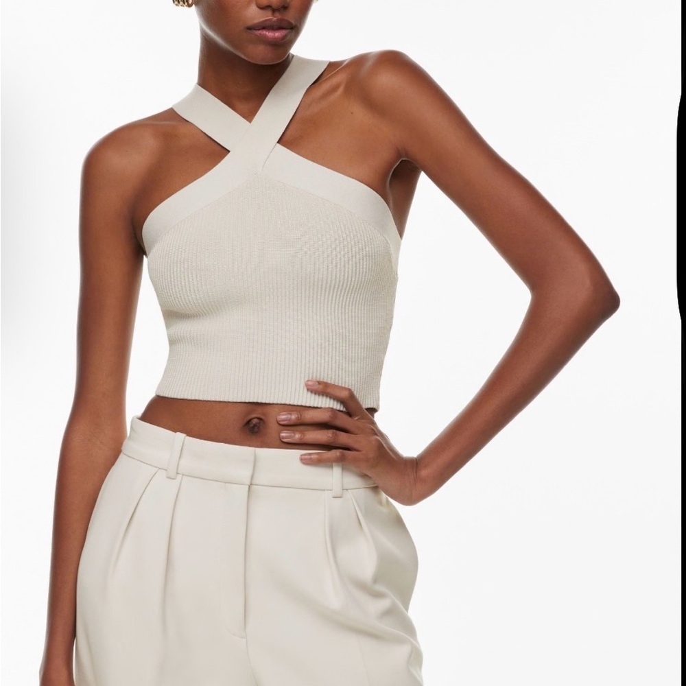 Aritzia sculpt knit cross cross crop tank